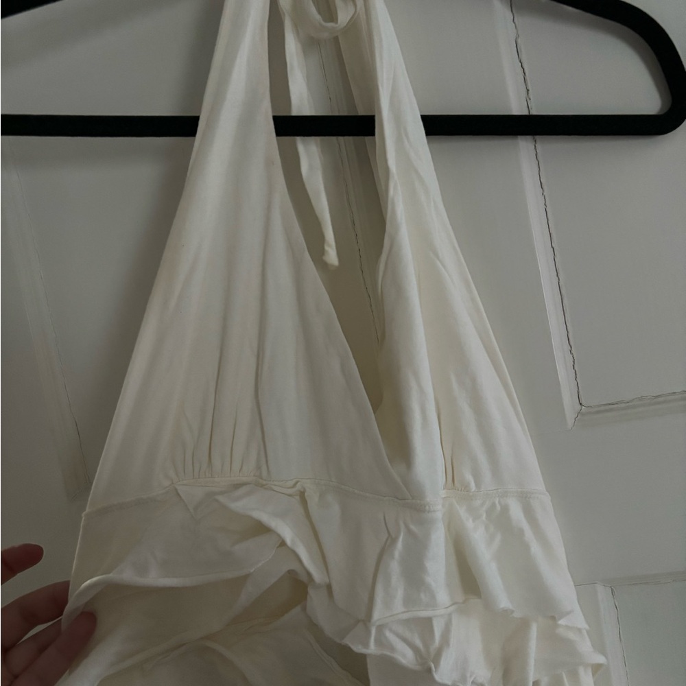 Express Ivory Ruffle Halter Dress - Picture 3 of 4